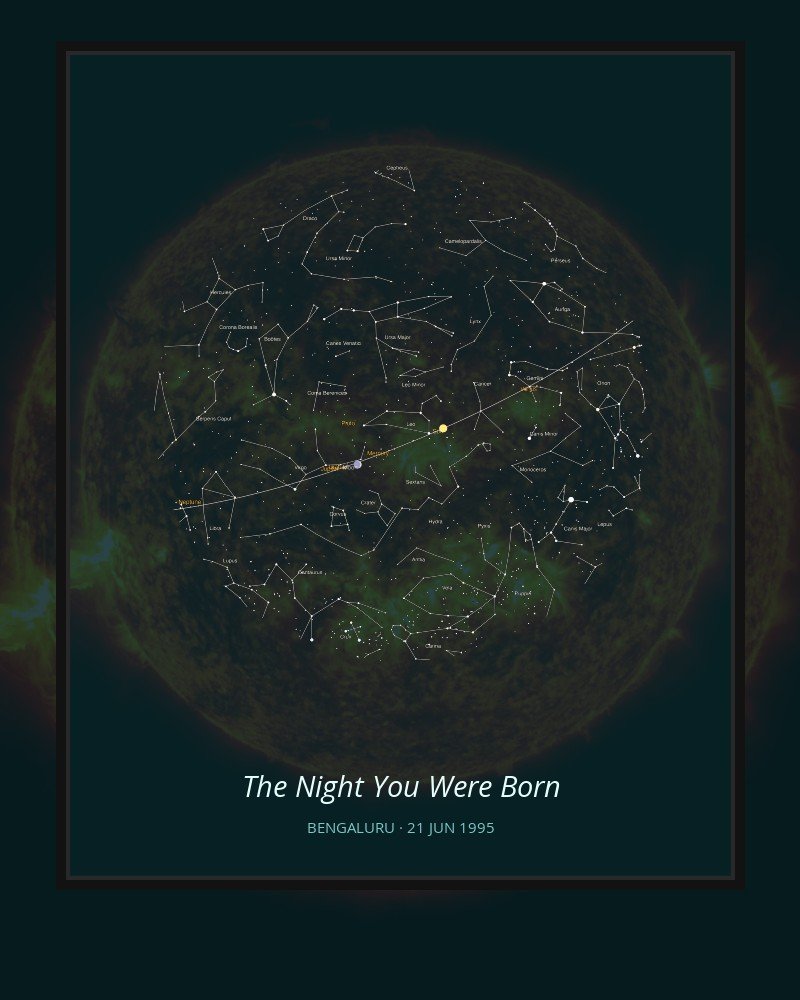 Aurora Whisper – Birthday Star Map Frame